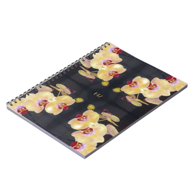 Cuaderno Patrón de orquídeas amarillas (Lado Izquierdo)