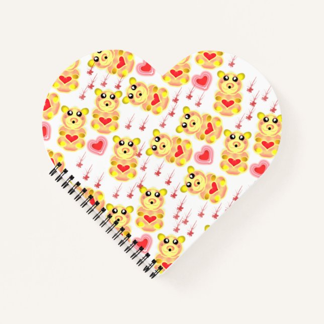 Cuaderno Patrón de osito corazón de nursery (Anverso)