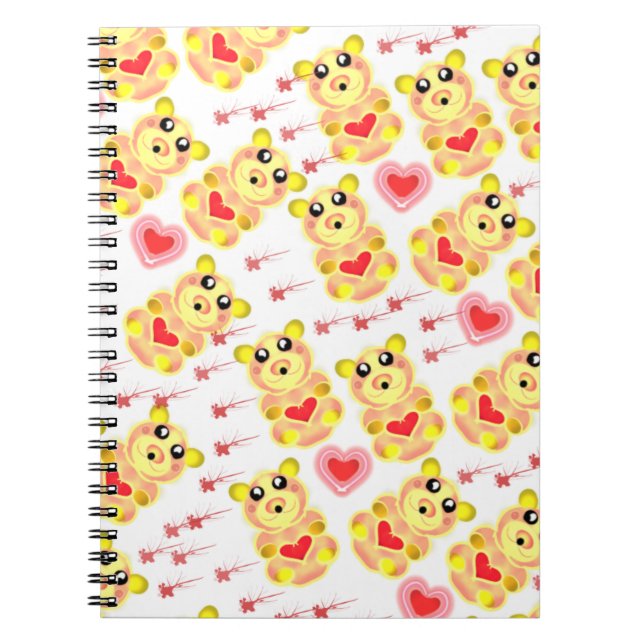Cuaderno Patrón de osito corazón para guardería (Frente)