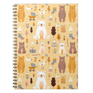 Cuaderno Patrón De Oso Adorable