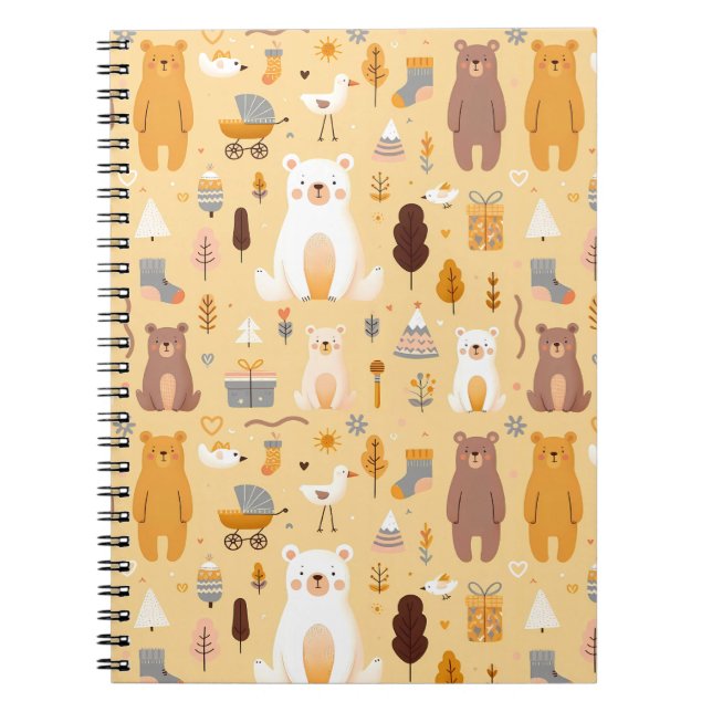 Cuaderno Patrón De Oso Adorable (Frente)