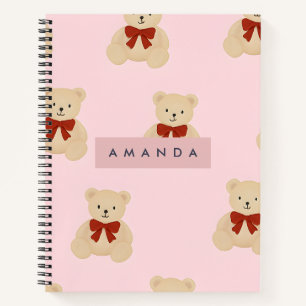 Cuaderno Patrón de oso de Teddy de Kawaii personalizado