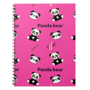 Cuaderno Patrón de oso panda en rosa