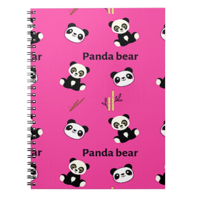 Cuaderno Patrón de oso panda en rosa (Frente)