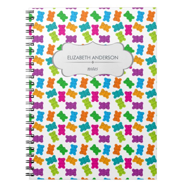 Cuaderno Patrón de osos de goma personalizado (Frente)