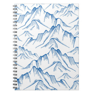 Cuaderno Patrón de paisajes de montaña dibujado a mano.