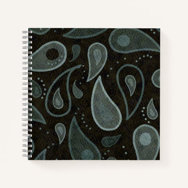 Cuaderno Patrón de paisley negro y gris (Anverso)