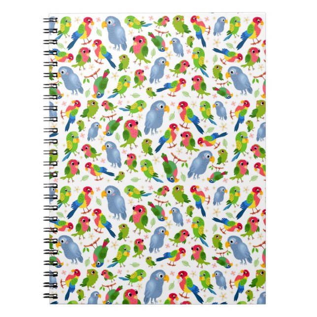 Cuaderno Patrón de pájaros de época, patrón de paracaídas c (Frente)
