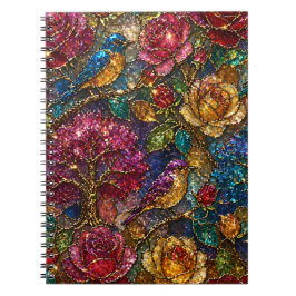 Cuaderno Patrón de Pájaros Florales de Galaxia