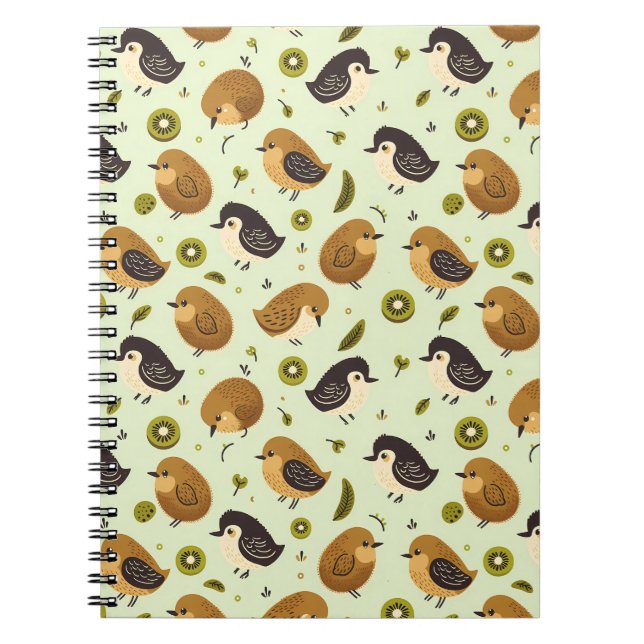 Cuaderno Patrón de pájaros kwi (Frente)