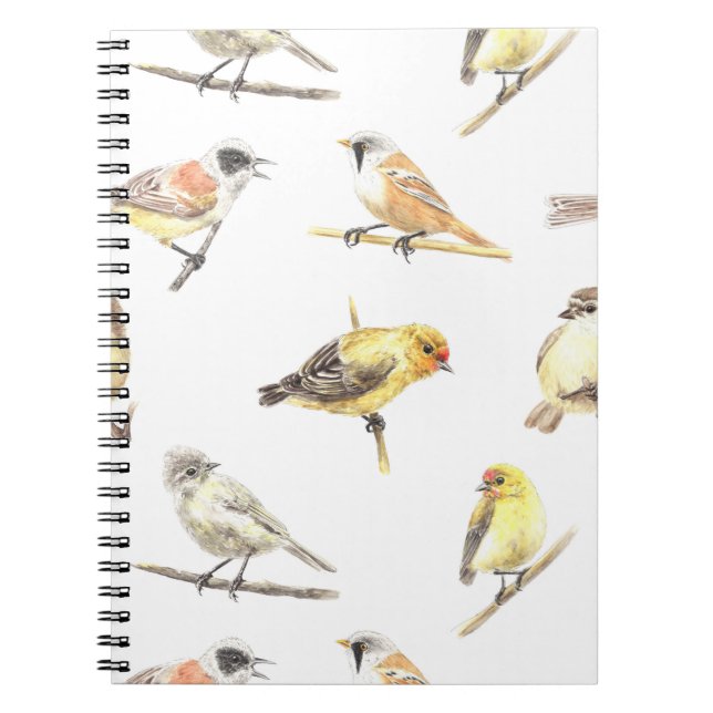 Cuaderno Patrón de pájaros tintados (Frente)