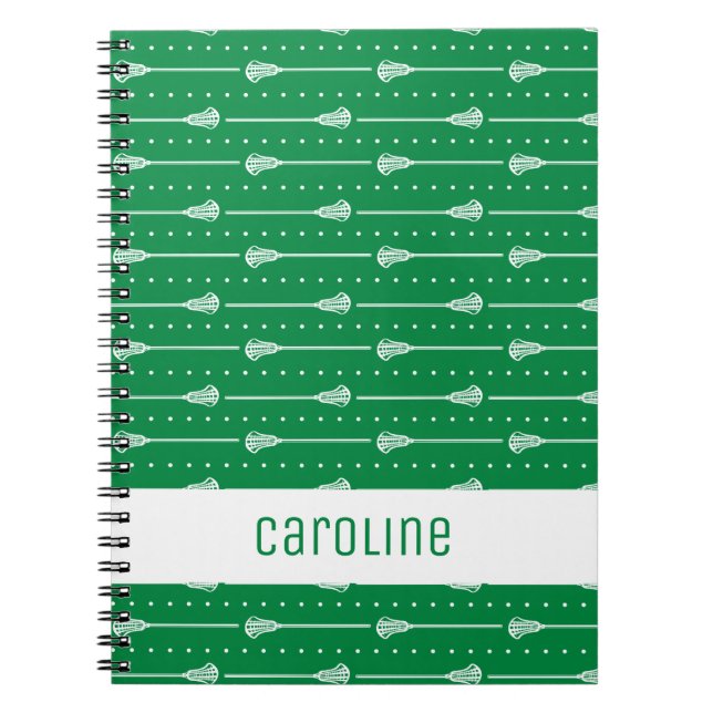 Cuaderno Patrón de palillos blancos verdes y líneas puntead (Frente)