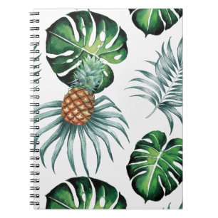 Cuaderno Patrón de palma de jungla de acuarela tropical de