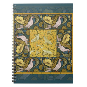 Cuaderno Patrón de paloma de pez Art Nouveau antiguo Verneu