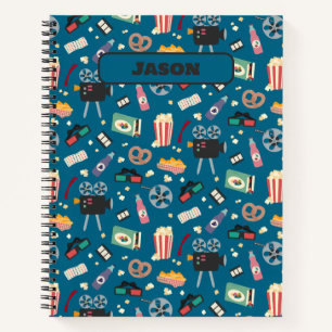 Cuaderno Patrón de palomitas de cine nocturno personalizado
