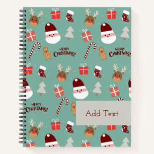 Cuaderno Patrón de pan de canto de canto de reno de Santa