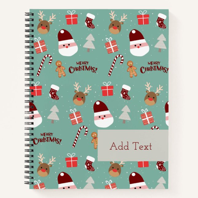 Cuaderno Patrón de pan de canto de canto de reno de Santa (Anverso)