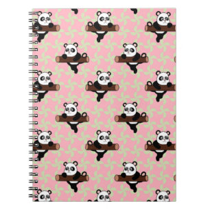 Cuaderno Patrón de Panda Adorable en Rosa – Sin Costuras Ka