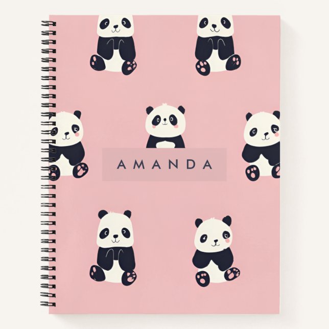 Cuaderno Patrón de Panda Adorable Personalizado (Anverso)