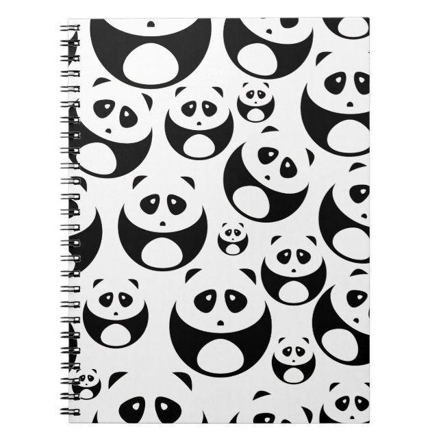 Cuaderno Patrón de Panda blanco y negro de Kawaii (Frente)