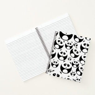 Cuaderno Patrón de Panda blanco y negro de Kawaii