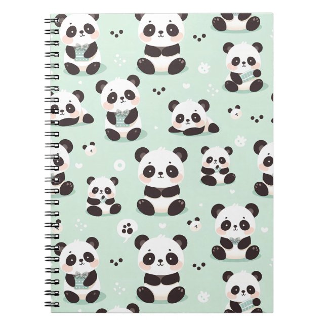 Cuaderno Patrón de Panda lúdico (Frente)