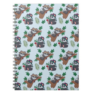 Cuaderno Patrón de pandas chinos lindos