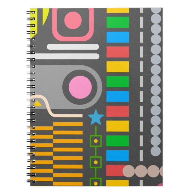 Cuaderno Patrón de Panel de Control de Tecnología Abstracta (Frente)