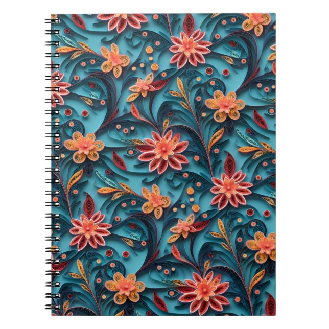 Cuaderno Patrón de papel floral sin soldadura Photo Noteboo (Frente)