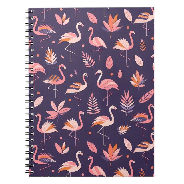 Cuaderno Patrón de paraíso de flamingo (Frente)
