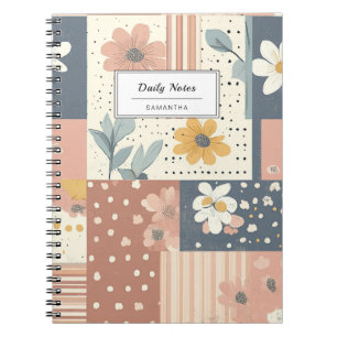 Cuaderno Patrón de parchwork floral vintage - Pastel (11)