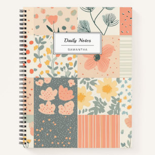 Cuaderno Patrón de parchwork floral vintage - Pastel (2)