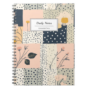 Cuaderno Patrón de parchwork floral vintage - Pastel (8)