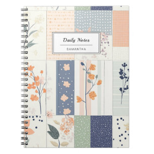 Cuaderno Patrón de parchwork floral vintage - Pastel (9)