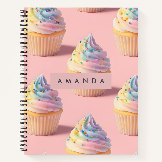 Cuaderno Patrón de pastel de arcoiris Pastel personalizado (Anverso)