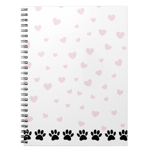 Cuaderno Patrón de Pata de Perro Corazones Rosas (Frente)