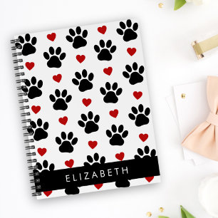 Cuaderno Patrón De Patas, Patas Negras, Corazones Rojos, Tu