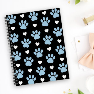 Cuaderno Patrón De Patas, Perros, Patas Azules, Corazones B