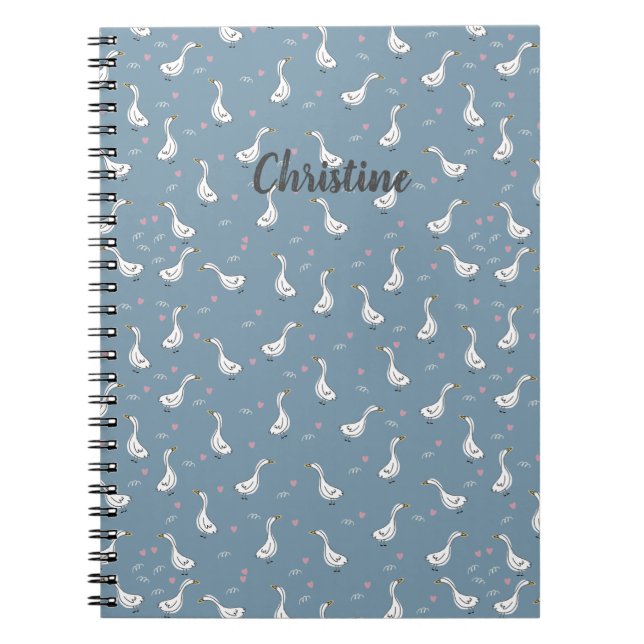 Cuaderno Patrón de pato de piel blanca (Frente)