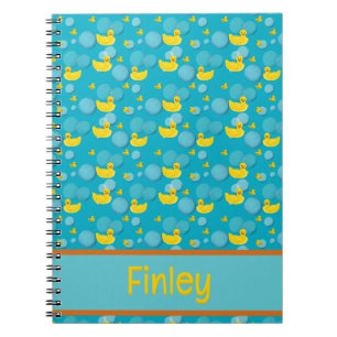 Cuaderno Patrón de patos de goma y burbujas