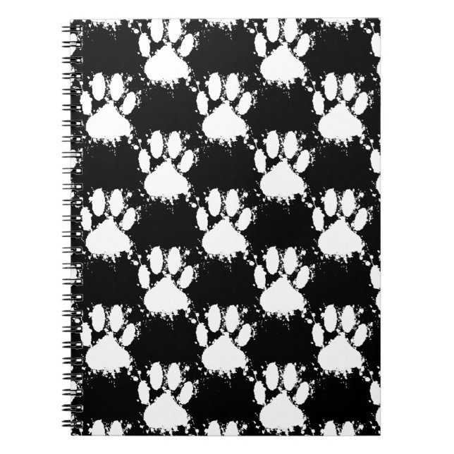 Cuaderno Patrón De Paw De Perro Blanco Con Cubierta De Pint (Frente)