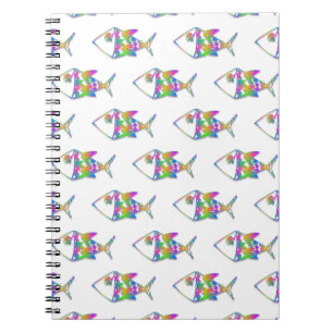 Cuaderno Patrón de peces abstracto