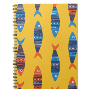 Cuaderno Patrón de peces brillantes sin fisuras. Mano coste