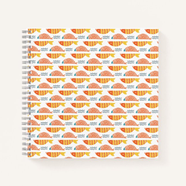 Cuaderno Patrón de peces de arte folclórico (Anverso)
