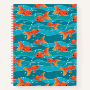 Cuaderno Patrón de peces de colores y agua