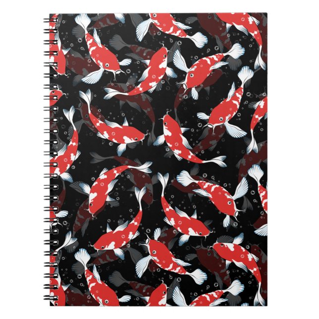 Cuaderno Patrón de peces de Koi Rojo (Frente)