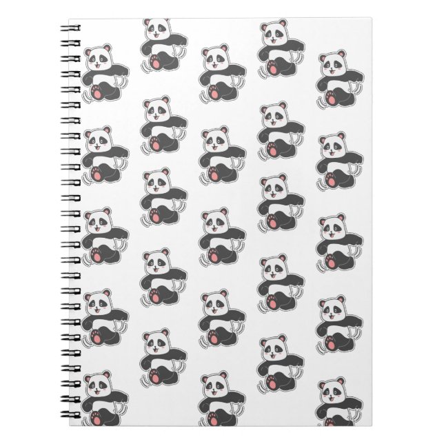 Cuaderno Patrón de pegatina de panda bailarín feliz (Frente)