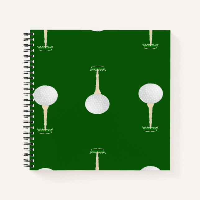 Cuaderno Patrón de pelotas de golf en verde (Anverso)