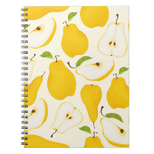 Cuaderno Patrón de pera sin foco. Diferentes peras de frut