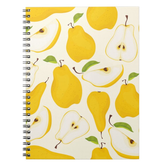 Cuaderno Patrón de pera sin foco. Diferentes peras de fruta (Frente)